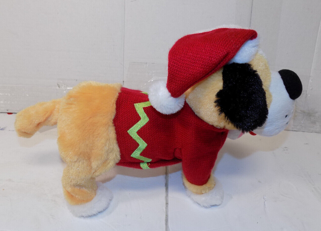 Gemmy Jumping Plush Animated Christmas Puppy Dog Jingle Bells