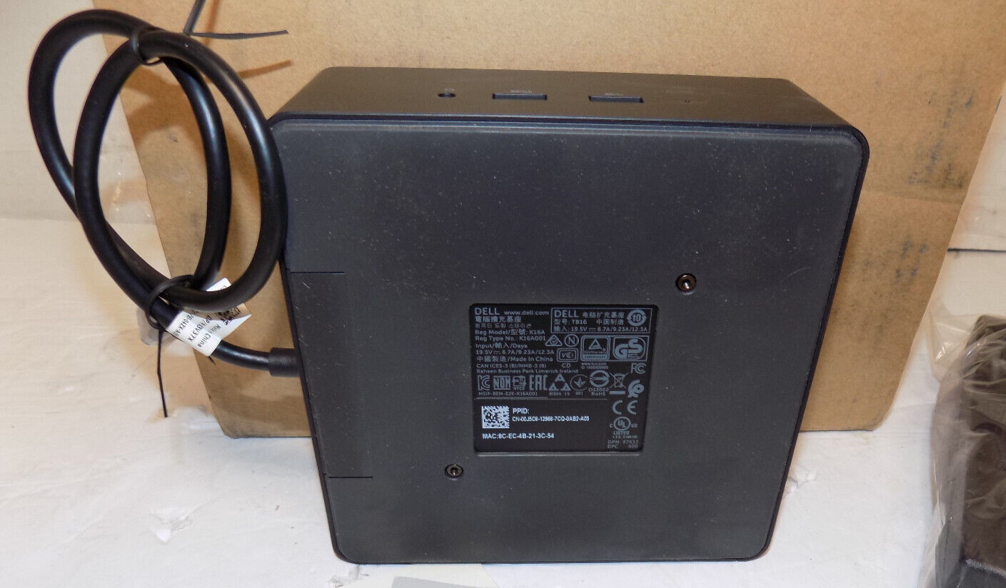 Dell TB16 Thunderbolt USB-C Docking Station With 180W Adapter
