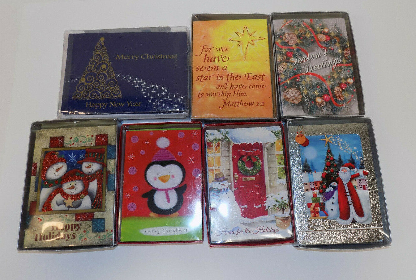 7 Pks New Christmas Holiday Seasons Greeting Card Packs 124 Cards w/ Envelopes