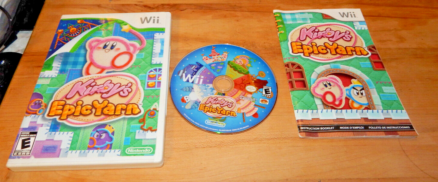 Kirbys Epic Yarn Nintendo Wii Game Complete W/ Manual CIB Excellent