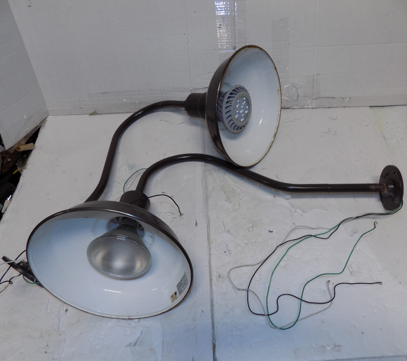 Pair of 32 inch Industrial Lights Gooseneck Barn Lights Steel Lighting Company
