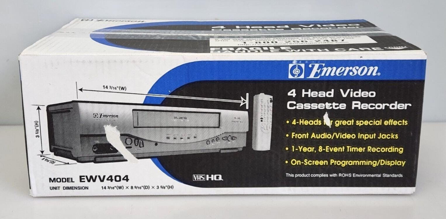 Sealed New Emerson EWV404 Mono VCR Vhs Player HDMI Adapter Included