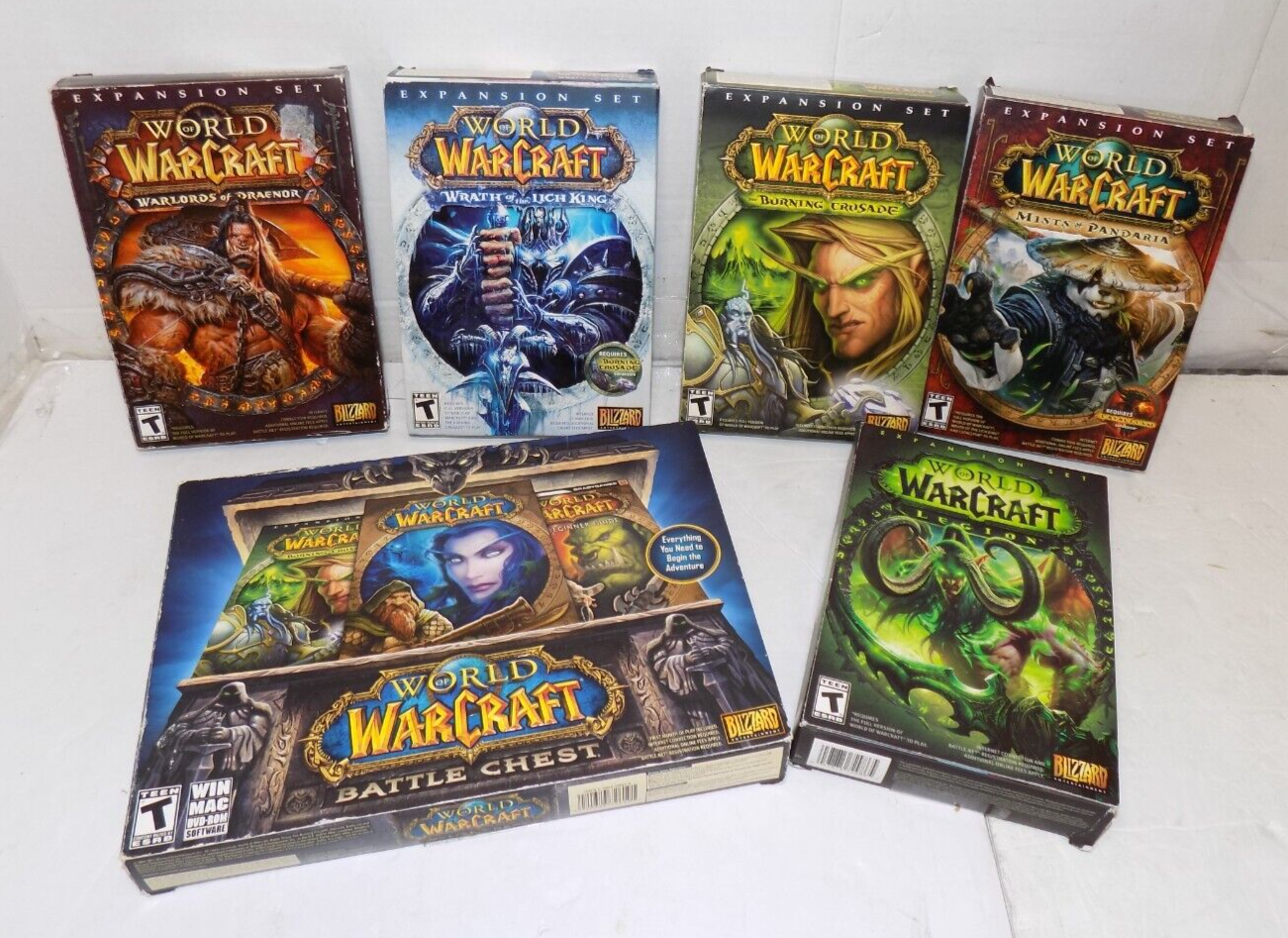 Lot of 6 World of Warcraft Games 5 Expansion Sets 1 Start Up Battle Chest PC MAC