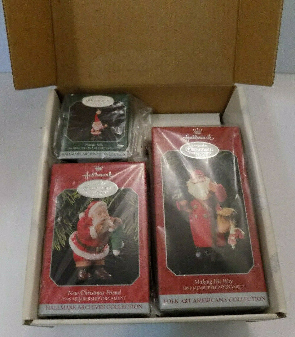 Hallmark Christmas Ornaments 3 Pack Collectors Club 1998 Sealed