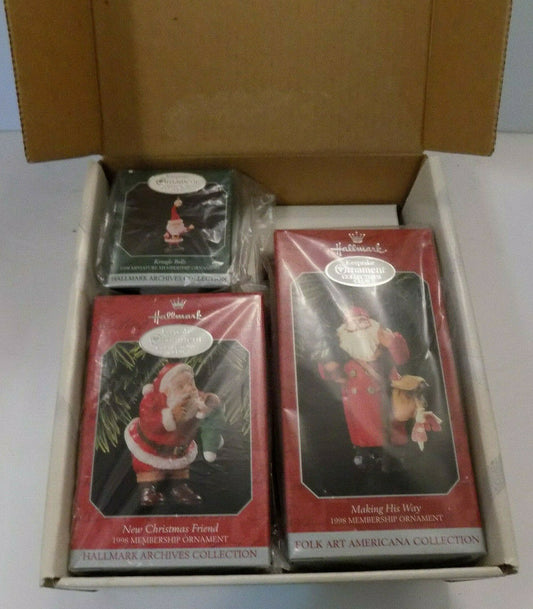 Hallmark Christmas Ornaments 3 Pack Collectors Club 1998 Sealed