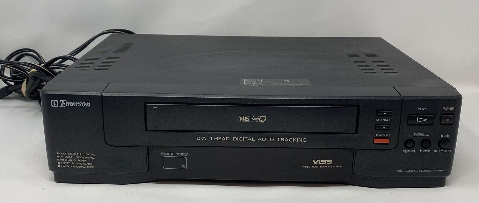 Emerson Vcr 4003 Mono 4 Head VHS VCR VHS Player With Cables No Remote