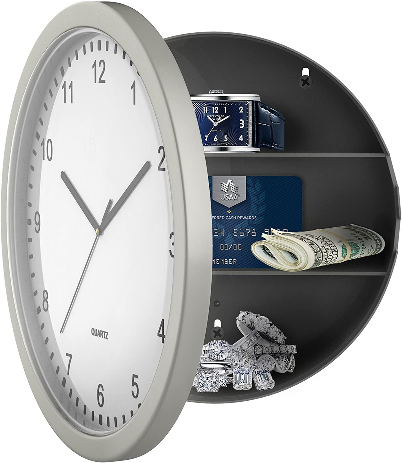 Wall Clock Safe Hide Valuables Stash Jewelry Cash Key Security