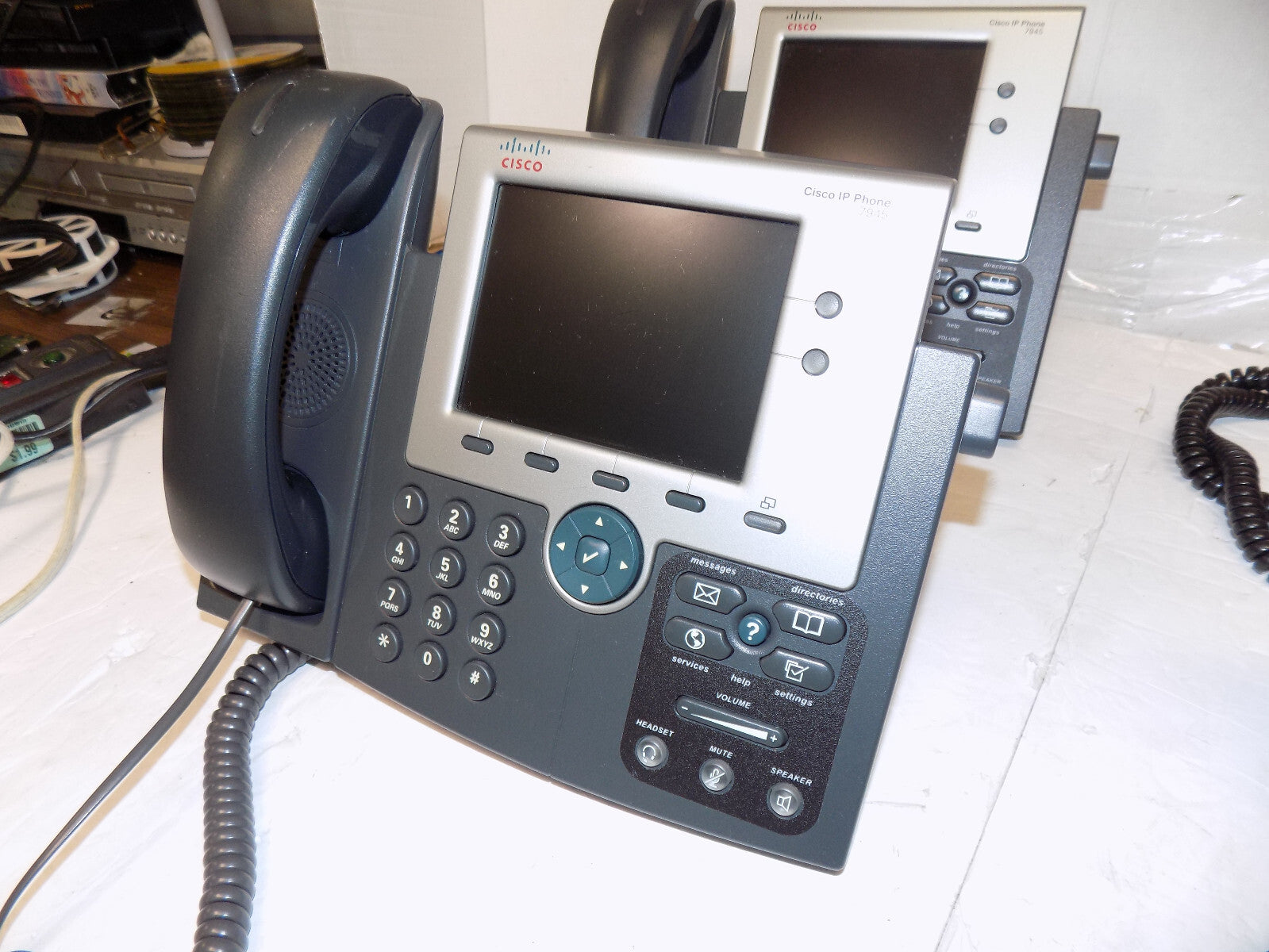 Lot of 4 Cisco Unified IP Phones With Stands & Handsets CP-7945G
