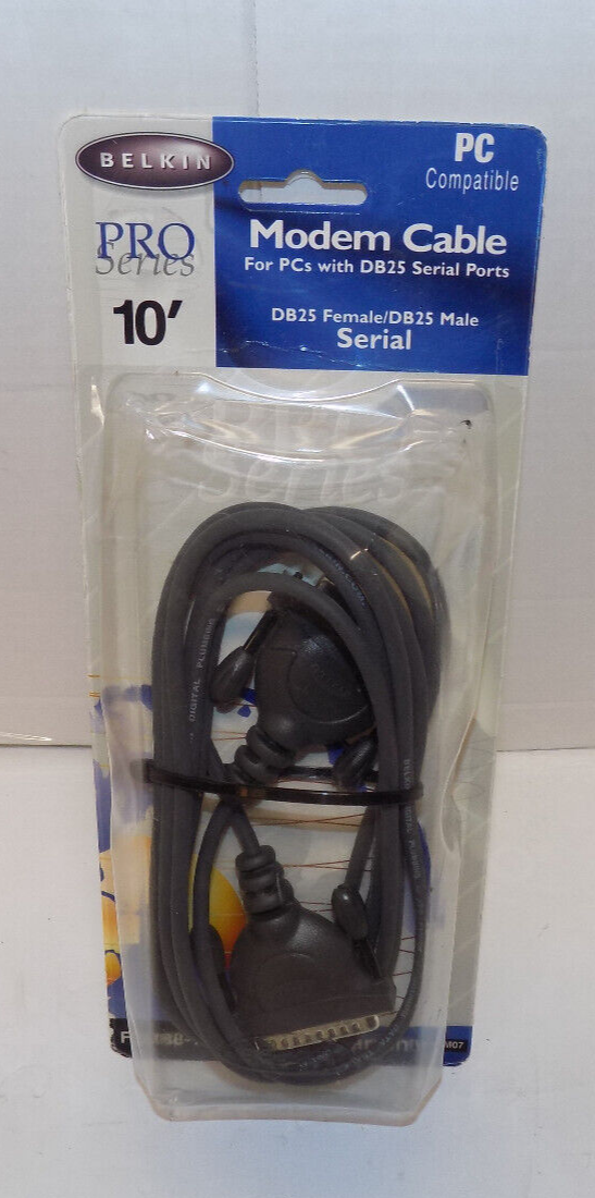 BELKIN Modem Cable PCs DB25 Serial Ports Pro Series 10' Female & Male F2J088-10