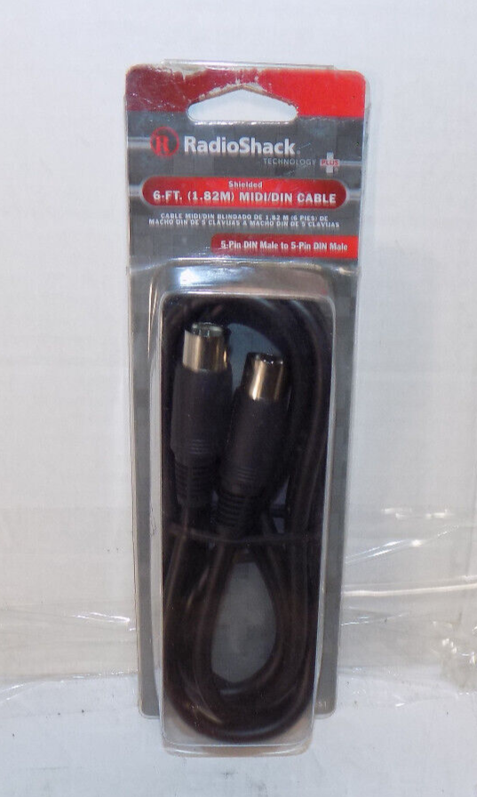 RadioShack Model 42-2151 6-Ft MIDI/DIN Cable 5-Pin DIN Male To Male New