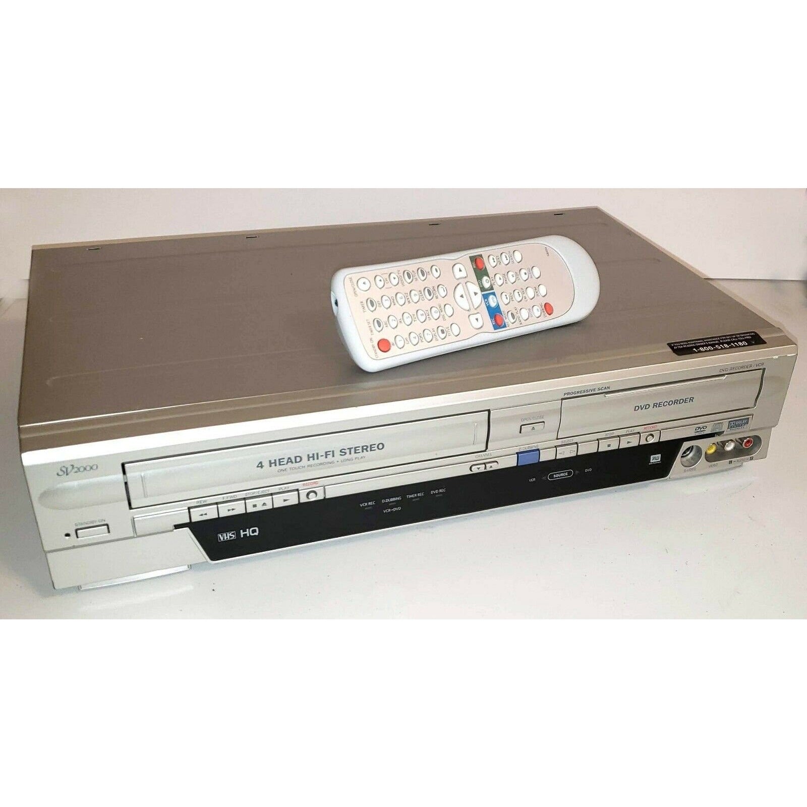 Funai WV20V6 DVD Recorder VCR Combo 1 Button Vhs to Dvd Dubbing wtih Remote