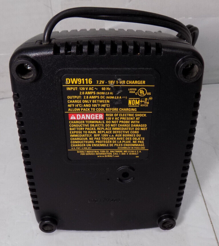 Genuine DeWALT DW9116 7.2V-18V 1 Hour NiCd/NiMH Battery Charger, Non Lithium