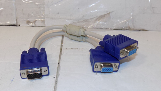 VGA Y-Splitter Cable Male to Dual VGA Female Connectors
