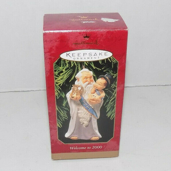 1999 Hallmark Keepsake Ornament Welcome to 2000 Father Time With Baby New Year