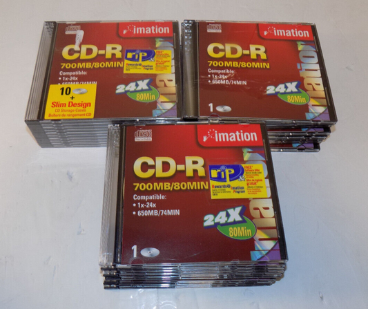Lot of 3 10 Packs imation Blank CD-R 1x-24x 80min 700MB New