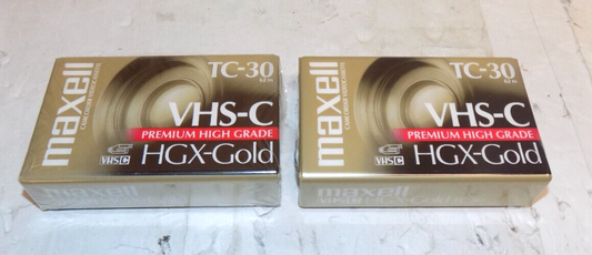 Maxell TC-30 VHS-C HGX Gold Set of 2 Camcorder Tapes Video Cassette NEW SEALED