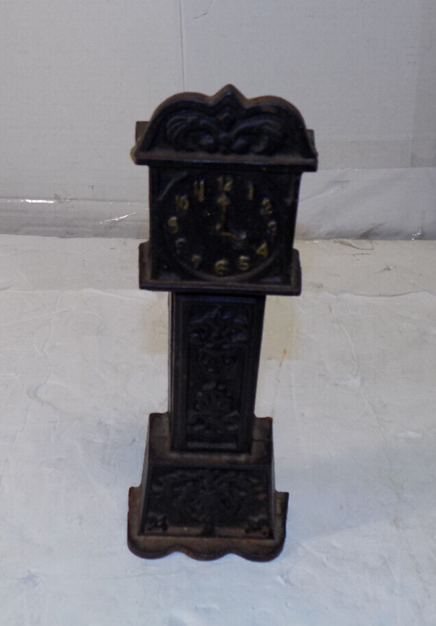 Cast Iron Coin Bank 9 Inch Grandfather Clock