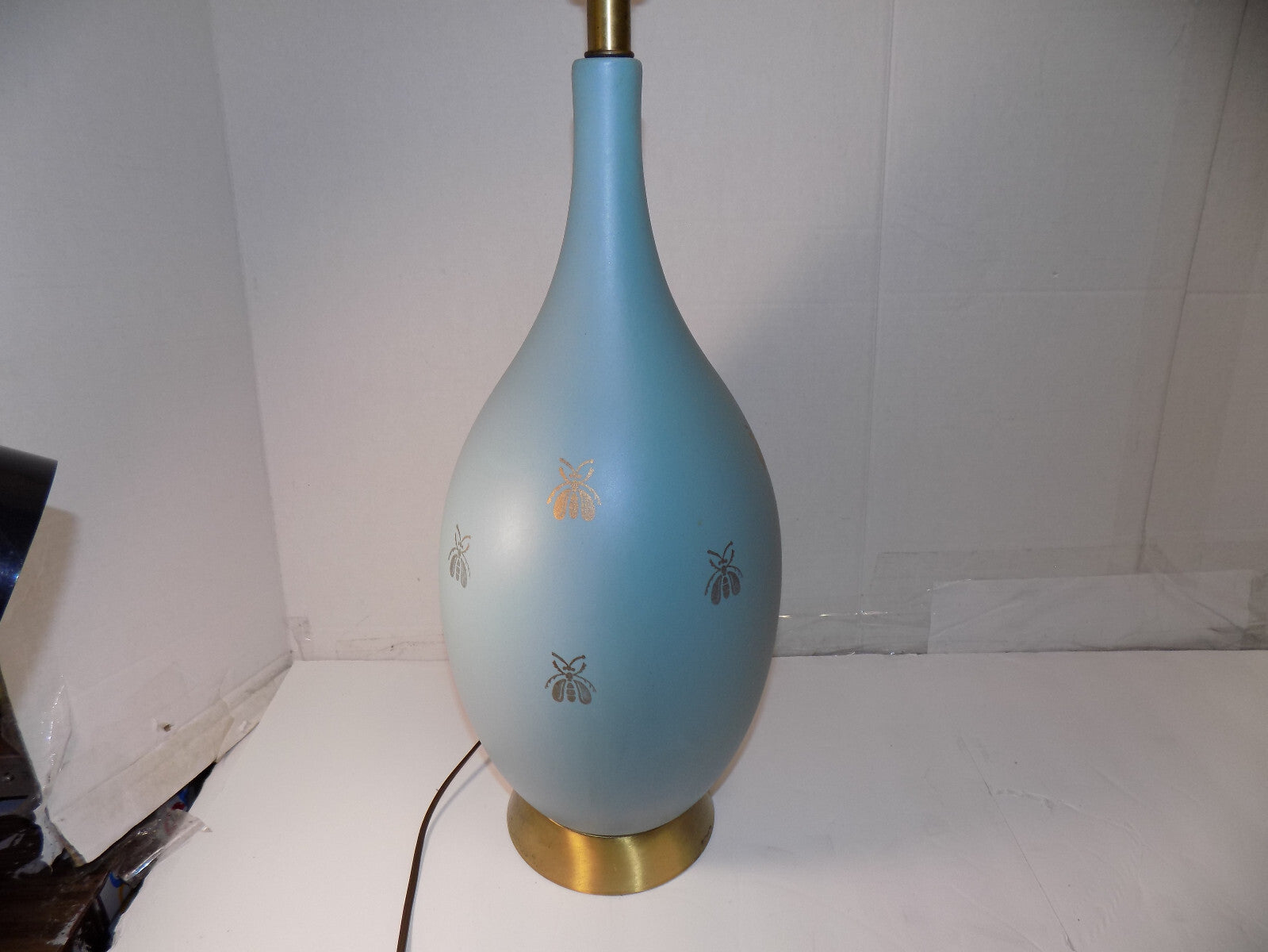 Vintage Ceramic Lamp Works No Shade 32"