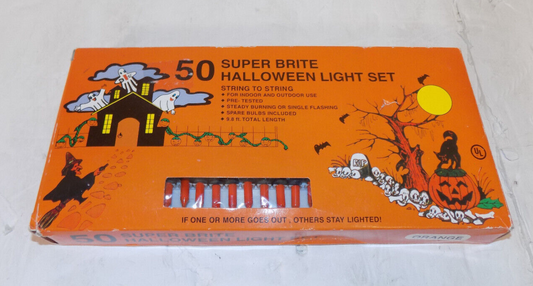 Vintage 50 Super Brite Orange Halloween String Light 9 FT Indoor Outdoor Tested