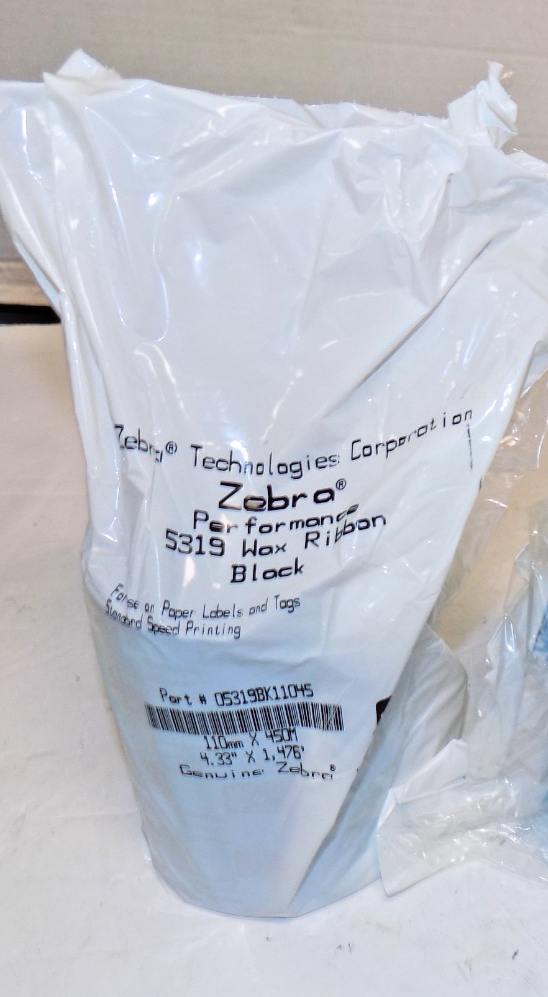 Zebra 110MM X 450M 5319 Performance Black Wax Ribbon 1 Rolls 05319BK11045 New