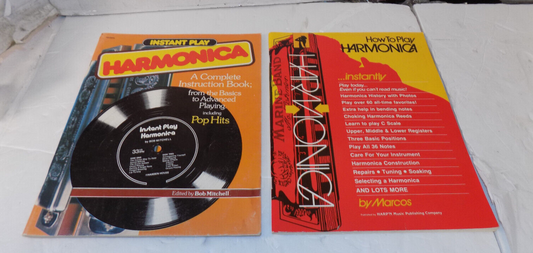 Lot Of 2 Harmonica Instruction Books By Bob Mitchell 1980 And HARP'N Music 1985