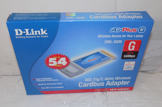 D-Link AirPlus G Model DWL-G630 Laptop Wireless Cardbus Adapter 2.4GHz