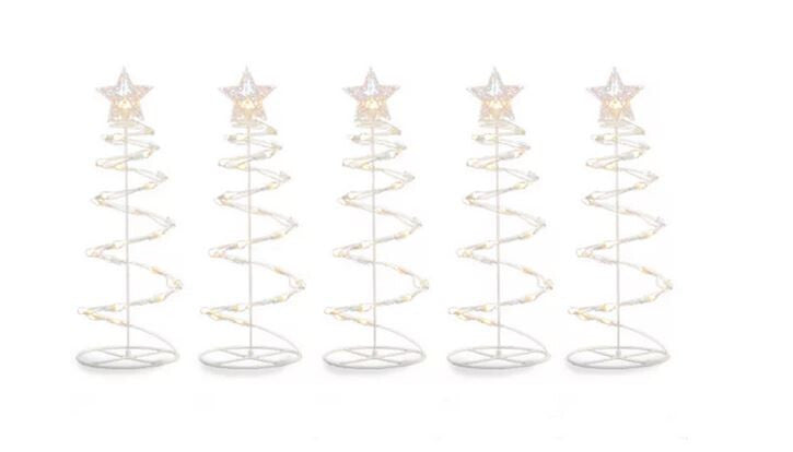 Winter Wonder Lane Clear Spiral Tree 5-Piece Christmas Pathway Markers New