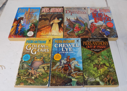 Lot of 7 Piers Anthony Assorted Paperback Novels Mystery Fantasy