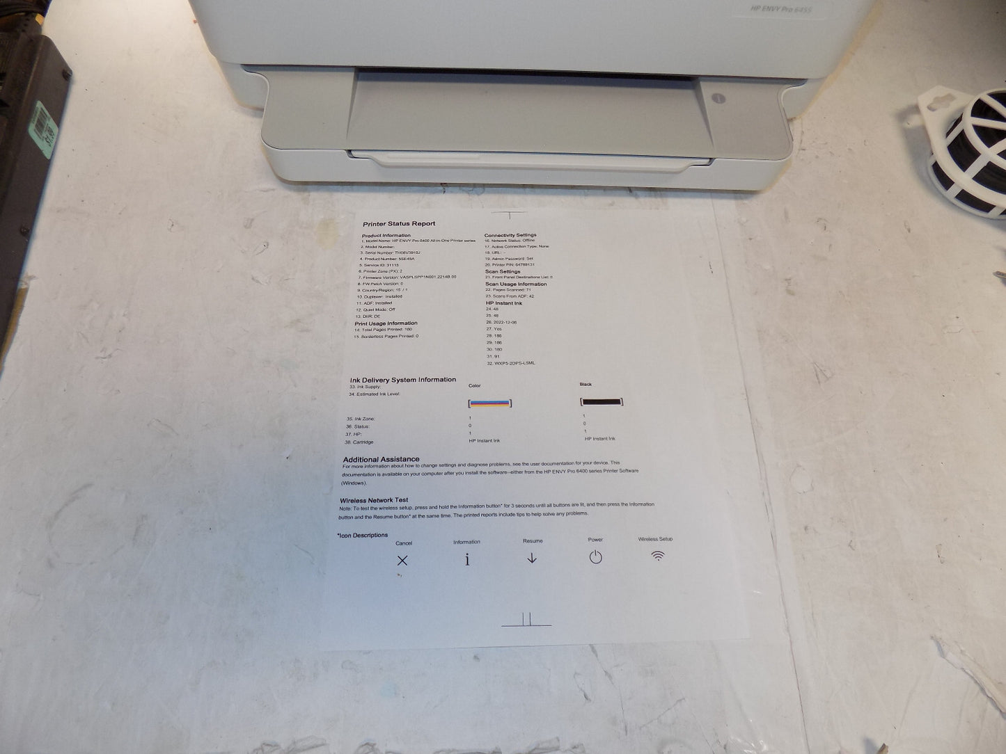 HP ENVY Pro 6455 All-in-One Color Inkjet Printer, Print, Scan, Copy, Fax TESTED
