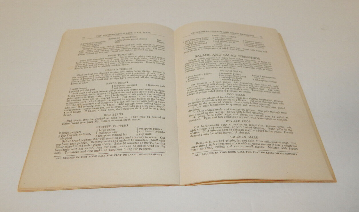 Vintage Metropolitan Life Insurance Metropolitan Cook Book Recipe Book SC