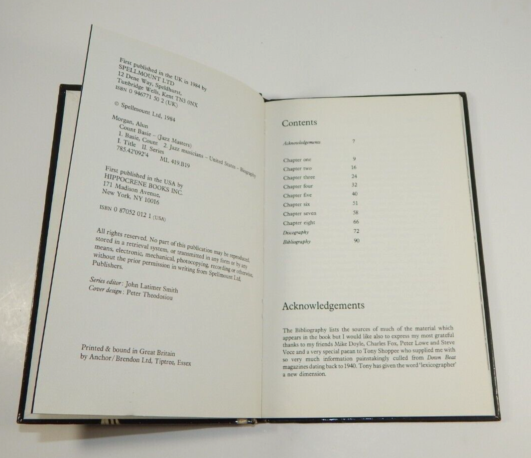 Count Basie by Alun Morgan Jazz Masters Hardcover 1984