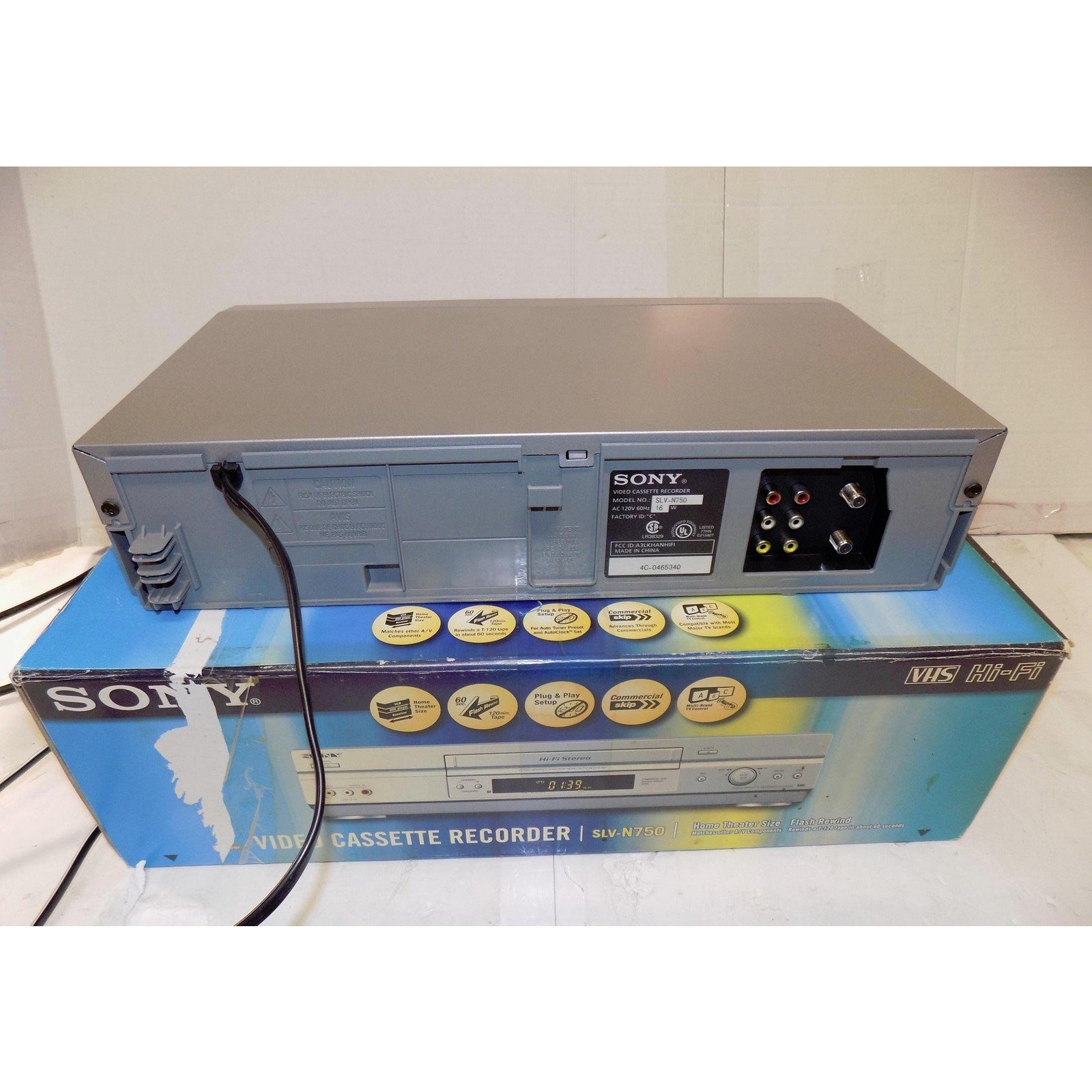 Sony Slv-N750 VHS VCR VHS Player with Remote, A/V Cables & Hdmi Adapter