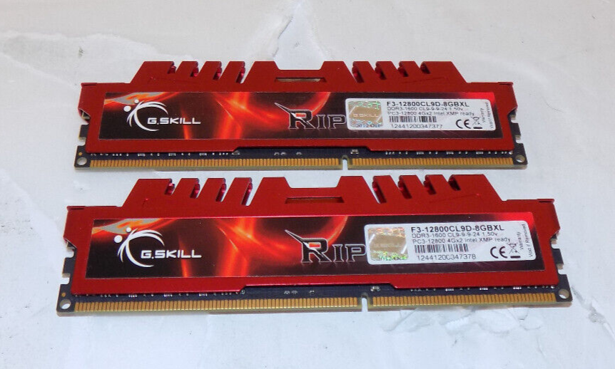 G.Skill Ripjaws F3-12800CL9D-8GBXL 8GB 2x4GB DDR3-1600 DIMMs PC3-12800