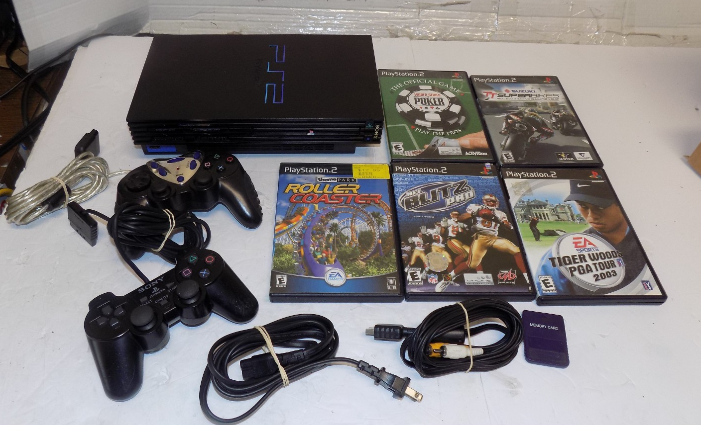 PlayStation 2 PS2 SCPH-50001 Console with Cords, Controller & 5 Games LOT
