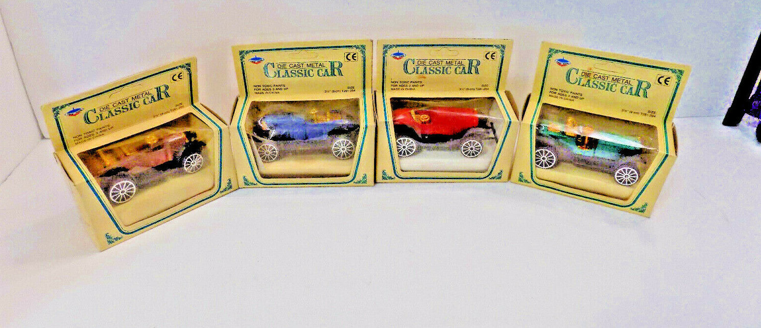 Die Cast Metal Classic Car 3.5" Tins Toys Models Complete Set of 4 Morris 1924 +