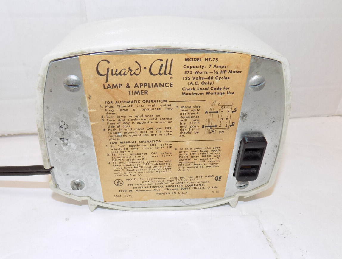 Vintage Guard All HT-75 Lamp & Appliance Timer International Register Co. Tested