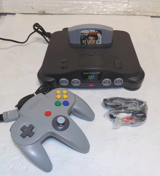 Nintendo 64 N64 NSU001 Console Bundle Lot with 007 Game 1 Controller & Cables