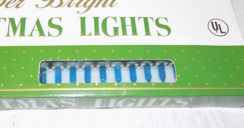 Vintage Everglow 100 Blue Christmas String Light Set NIB