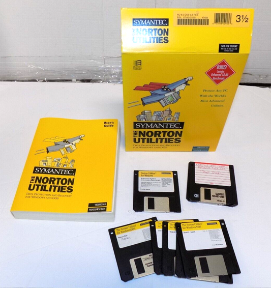 Symantec The Norton Utilities Version 8.0. 3.5" Floppy Windows DOS Complete