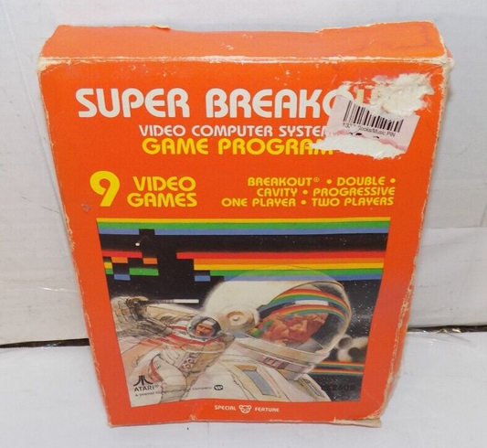 Atari 2600 Super Breakout Game 1978 in Box CX2608 with Manual 9 Games