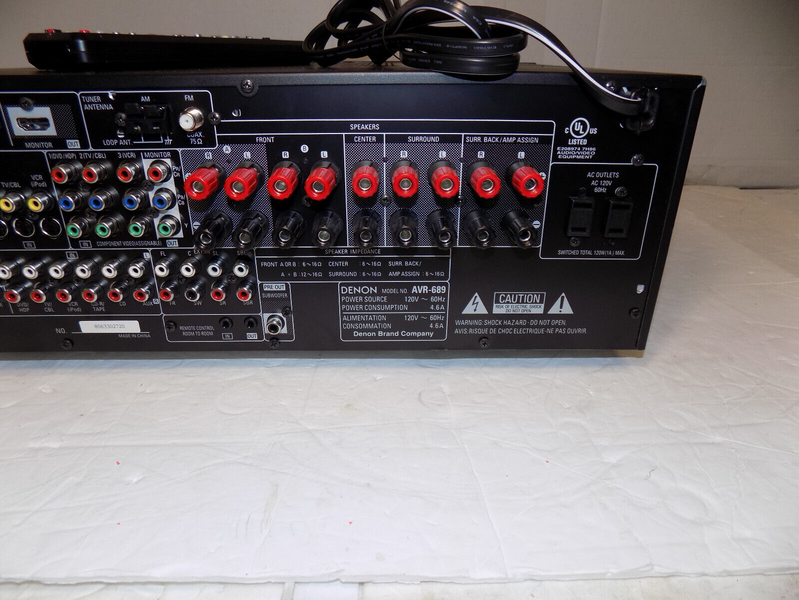 Denon AVR-689 AV Surround Receiver 7.1 Channel HD HDMI Theatre Remote Bundle