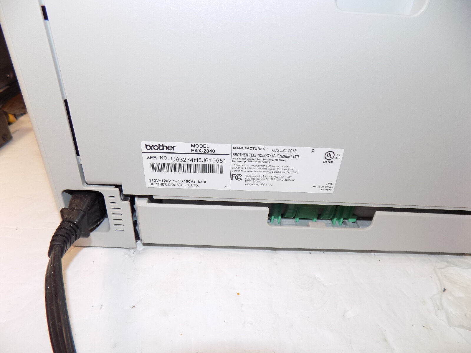 Brother intelliFAX 2840 All-in-One Printer Fax Machine, ONLY 2794 Pages - TESTED