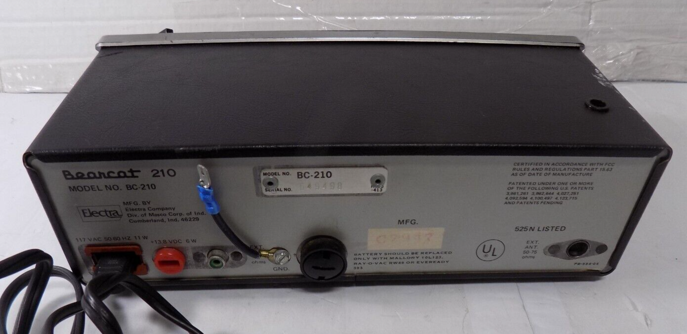 Vintage BEARCAT 210 Scanner BC-210 Receiver 10 Channel 5 Band Electra