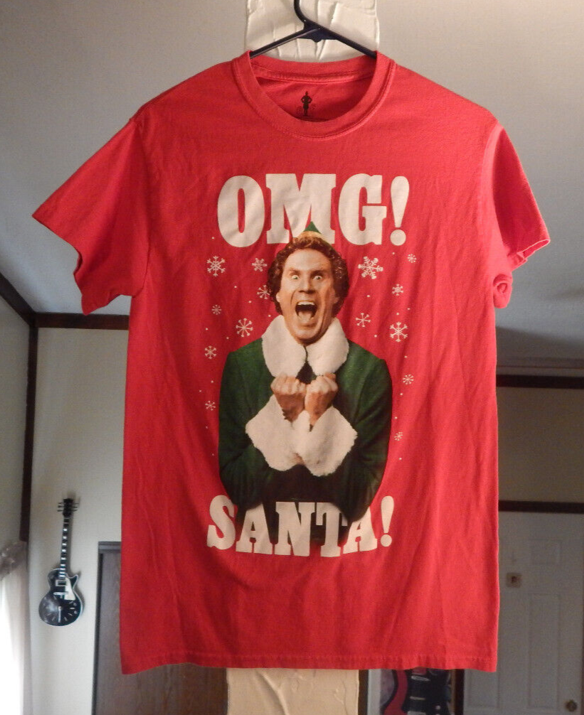 Elf Christmas Movie OMG SANTA Will Farrel As Elf T Shirt Size Small Red