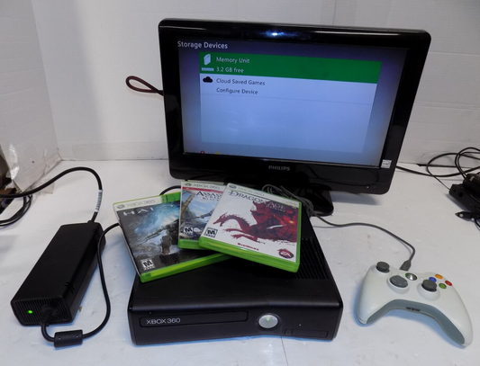 Microsoft Xbox 360 Slim 4GB Model 1439 Black Console Lot Tested