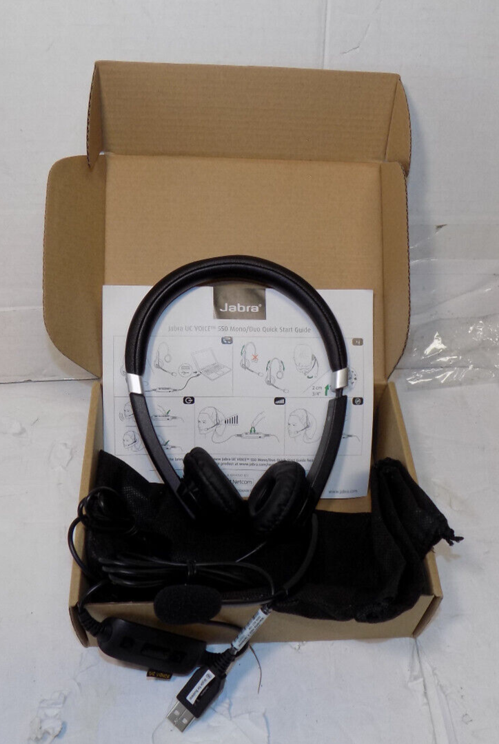 Jabra UC Voice 550 MS Duo Headband Wired Headset Black 5599-823-109