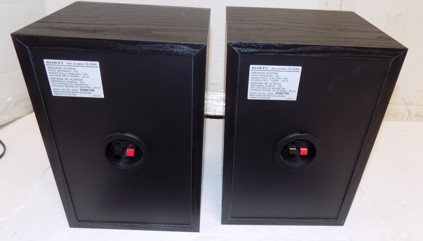 Sony SS-B1000 Bookshelf Speakers 8 Ohms 120 Watts Black Wood Tested
