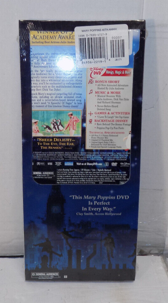 Disney Mary Poppins 2 Disc Set 40th Anniversary Edition Julie Andrews Sealed