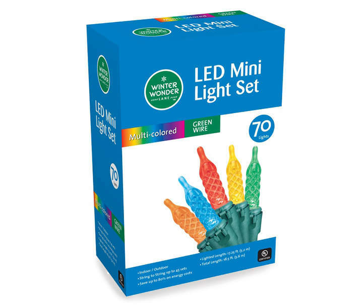  Multi-Color LED Mini Light Set 70-Light 18.5 ft  Christmas Lights