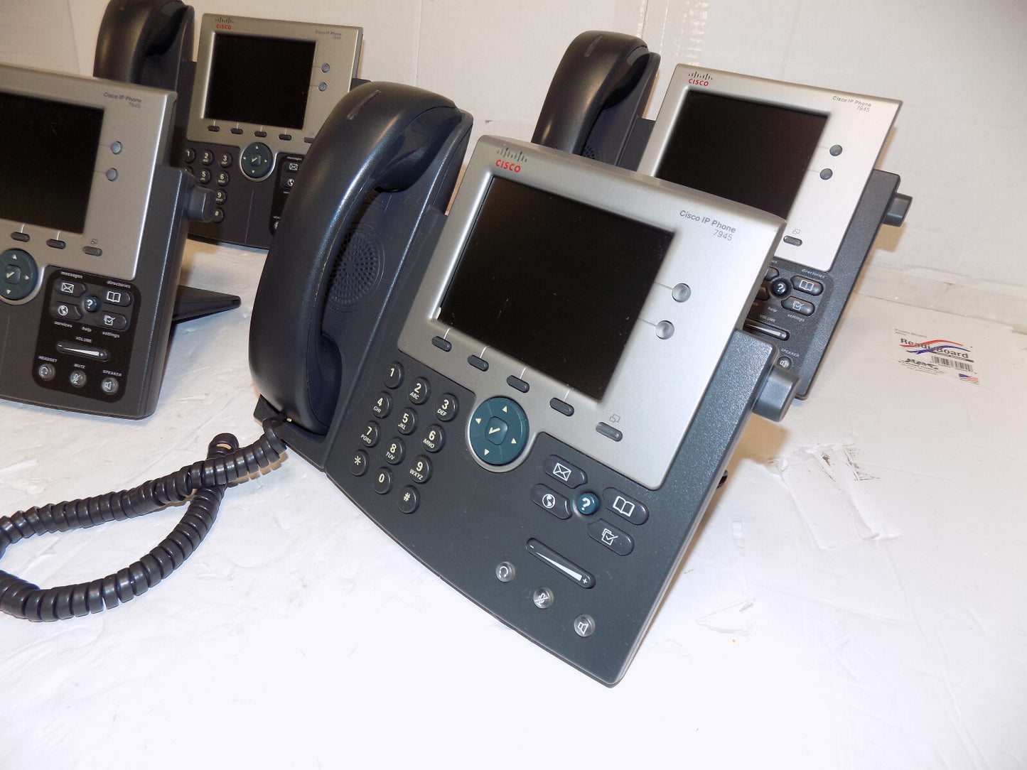 Lot of 4 Cisco Unified IP Phones With Stands & Handsets CP-7945G